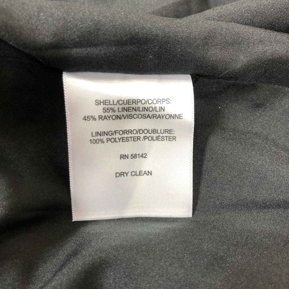 Maggy London Linen Blend Black Cream Floral Halter Pockets Lined Midi Dress 10 - Picture 10 of 16